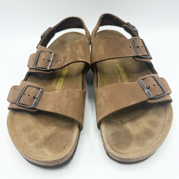 Birkenstock Milano Brown Leather Double Strap Heel Strap Adjustable Sandals - Me - Picture 2 of 12